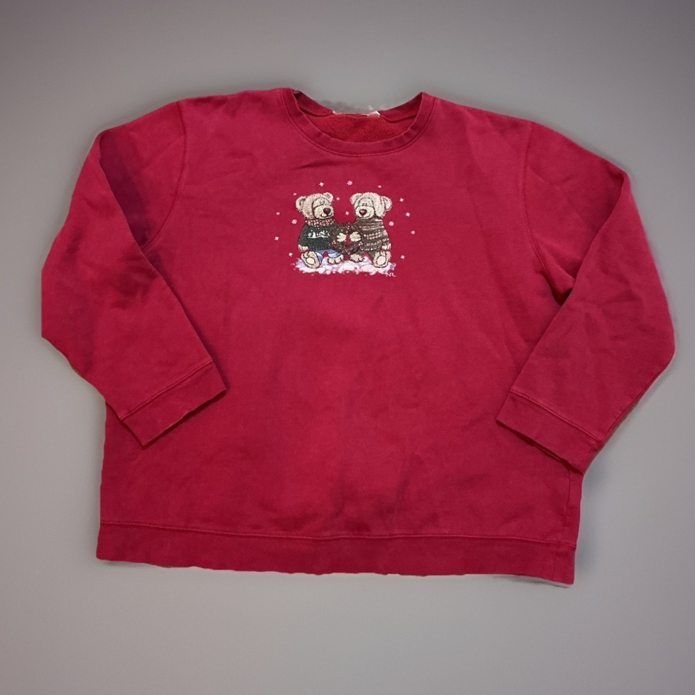 Northern Reflections XL‎ Teddy Bear Holiday Crewneck Sweatshirt Red Christmas